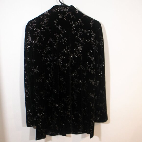 Vtg Black Velvet Velour R&M Richards + Karen Kwong Jacket Tunic Top Sz 10/12 Lg - Picture 6 of 7